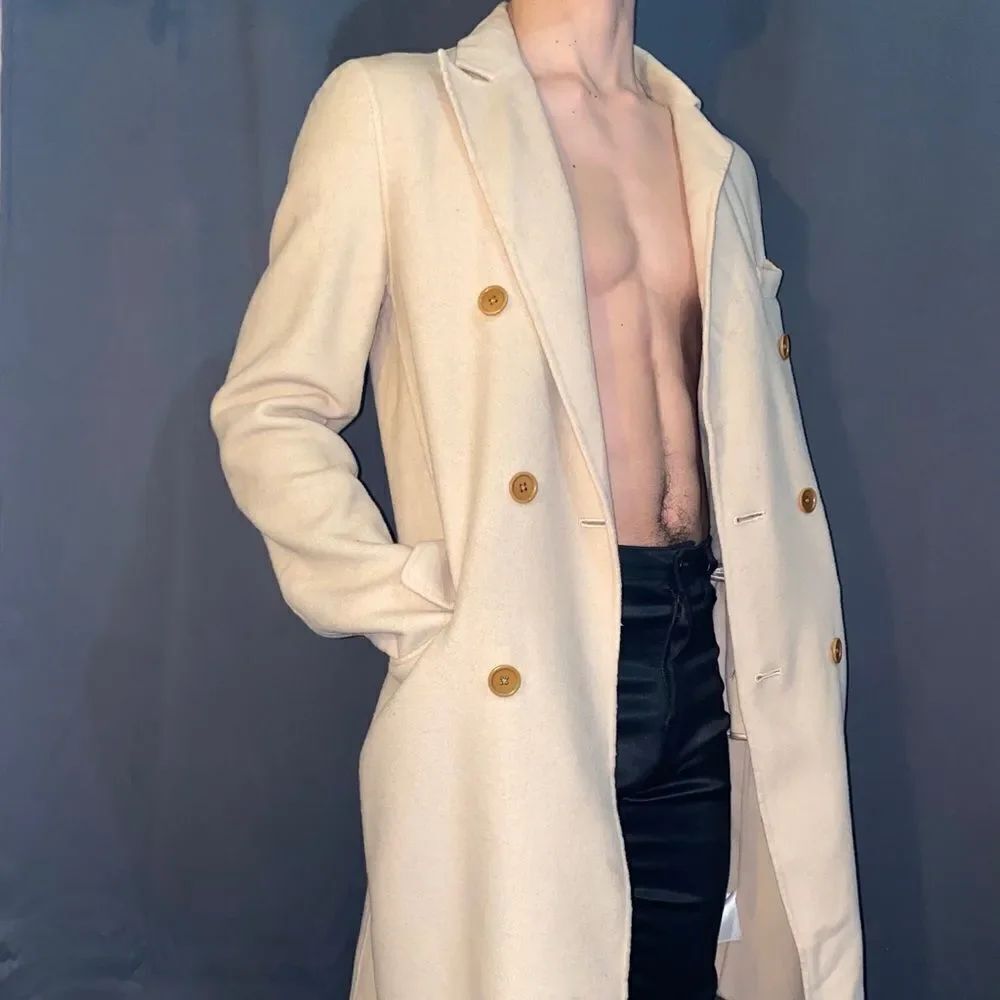 Wool trench coat vintage crème color